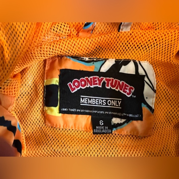 Members Only Looney‎ Tunes Jacket Youth Sz 6 Hooded Full Zip Sylvester Tweety i6 - Picture 5 of 6